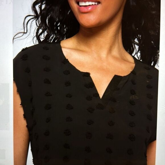 Papermoon Reece Textured Mixed Material Blouse‎ black MP Stitch fix nwt - Picture 3 of 5